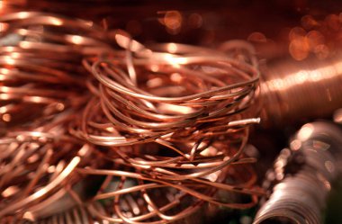 Bare copper wire. Red orange metal texture. clipart