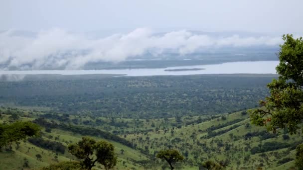 Venkovská Krajina Rwandy Horami Šedými Mraky — Stock video