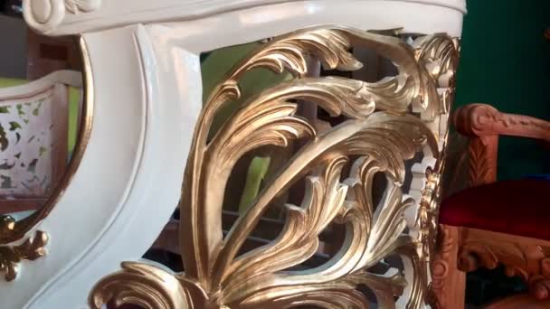 Luxurious Gold Carving Chair — Stock Video