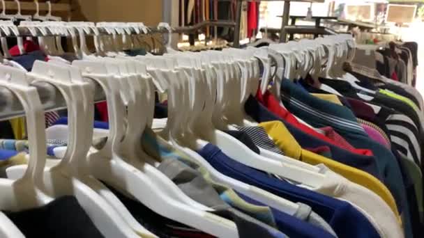 Second Clothes Hanging Rack Flea Market — Stock Video