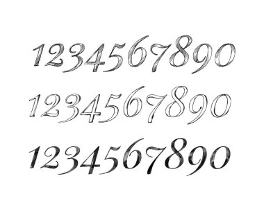 Illustration of the Numbers from 0 to 9 in different styles