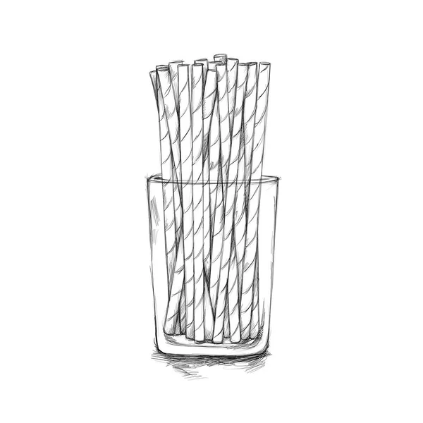 Illustration Many Striped Straws Glass — Stockfoto