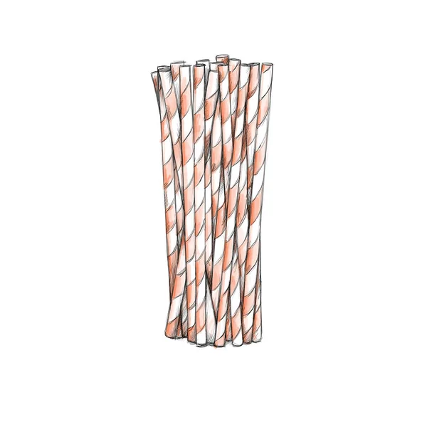 Illustration of many striped straws in the bunch
