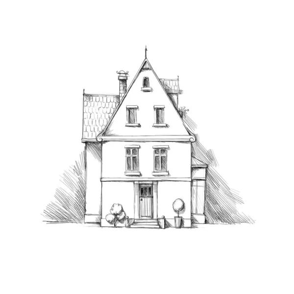 Pretty Townhouse Drawing White Background — Stockfoto