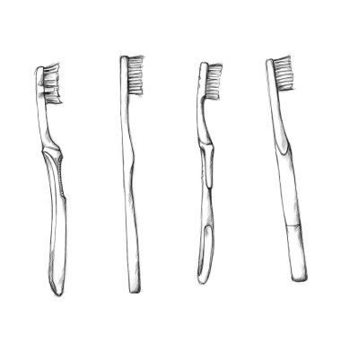 Illustration of Different toothbrushes
