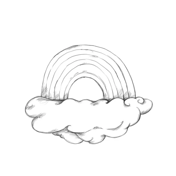 Illustration of a Simple rainbow on cloud