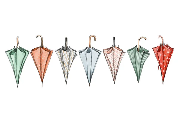 Illustration Seven Different Umbrellas — Fotografia de Stock