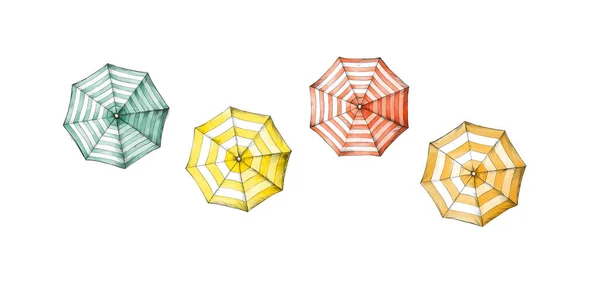 Illustration Some Colorful Umbrellas White Background — Stockfoto
