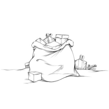 Illustration of Santa Claus sack with some gifts