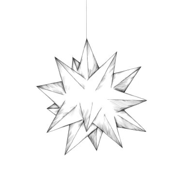 Big light star as decoration on a neutral white backgroun