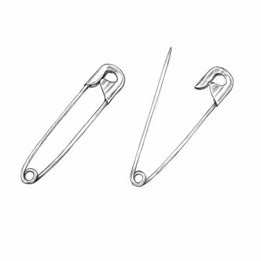 Illustration of two safety pins, open and closed