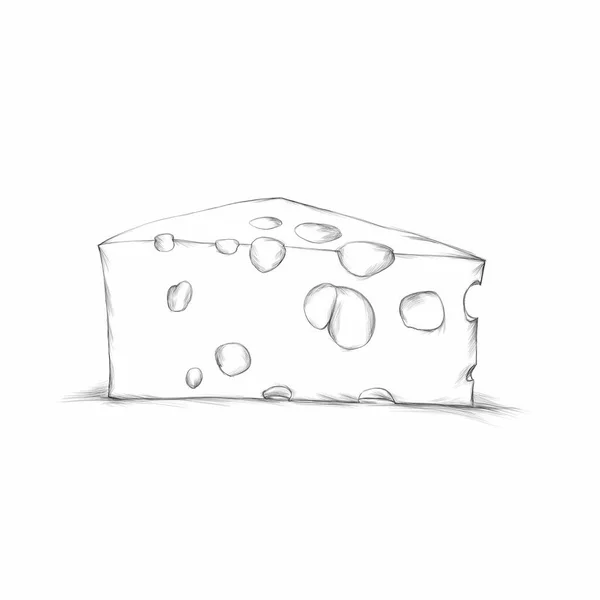 Illustration Simple Piece Cheese Holes — Stock Photo, Image