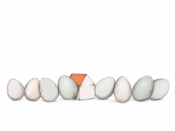 Εικονογράφηση Ενός Σπιτιού Στη Σειρά Μερικά Αυγά — Φωτογραφία Αρχείου