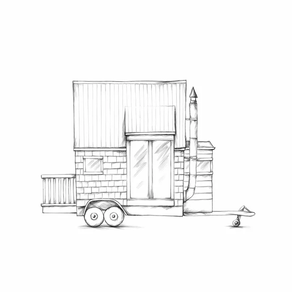 Illustration Une Maison Minuscule Avec Bardeaux Bois — Photo