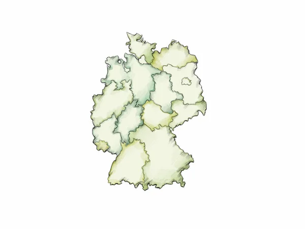 Ilustración Del Mapa Alemania —  Fotos de Stock