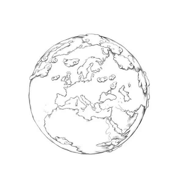 Handgemachte Illustration Des Planeten Erde — Stockfoto