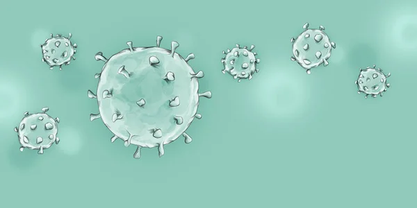 Illustrazione Grande Virus Virus Più Piccoli Panorama — Foto Stock