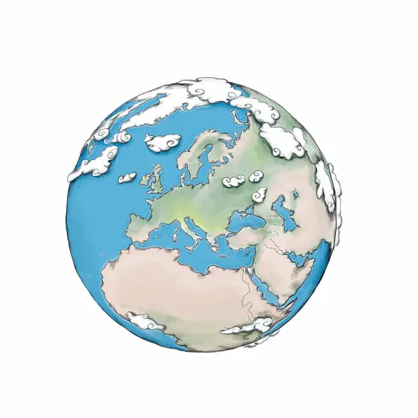 Ilustração Planeta Terra Azul — Fotografia de Stock