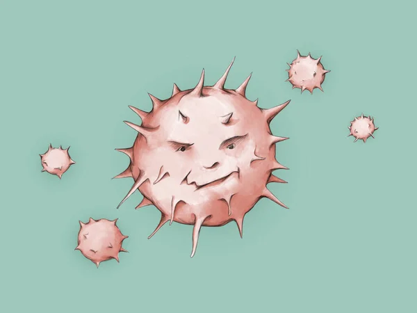 Illustrazione Fatta Mano Virus Dall Aspetto Insidioso — Foto Stock