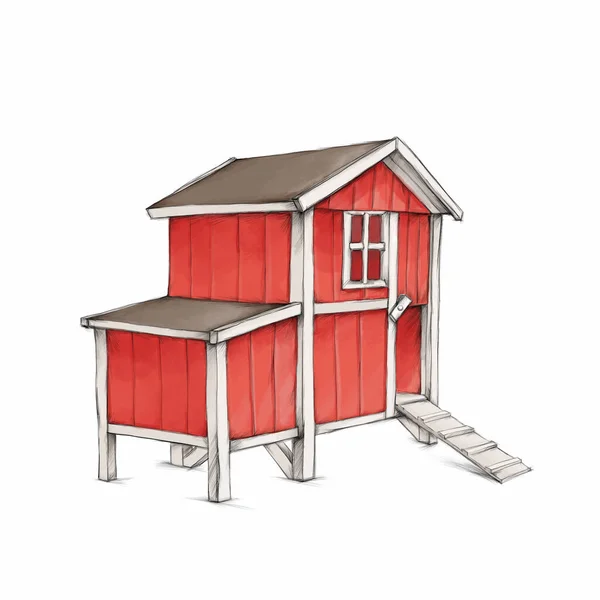 Ilustração Uma Casa Frango Vermelha Estável — Fotografia de Stock