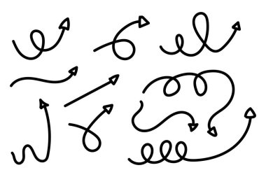 Beyaz arkaplana bir ok karalama seti