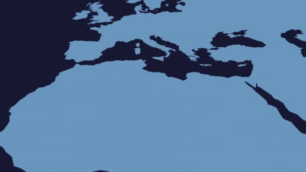 Harta Lumii Întunecate Fundal Albastru — Videoclip de stoc