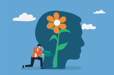 Olumlu düşünceler, insan beyni kişisel bakımı. Refah, kabullenme, gelişen beyin.