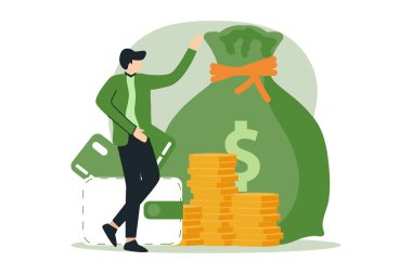 Finans İdaresi, şirket bütçesi muhasebeciye finansal gelir danışmanlığı. Vektör çizimi