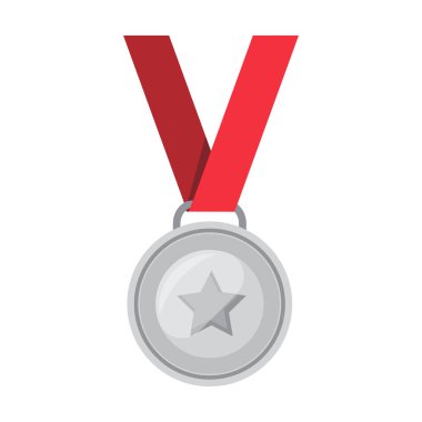 Gümüş madalyon başarısı metalik kazanan işaret simgesi düz