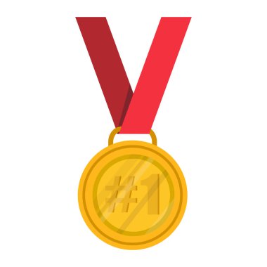 Altın madalyonun ilk başarısı metalik kazanan işaret simgesi düz
