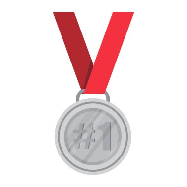 İlk Gümüş Madalyon Başarı Metalik İşaret Simgesi Düz