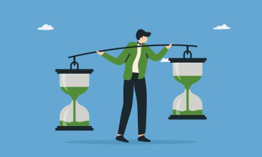 İş konsepti zaman yönetimindeki verimli zaman verimliliği ve etkinliği dengelemek.