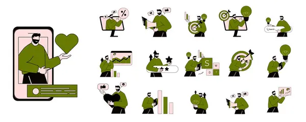 Grafik çubuğuna tırmanan işadamlarının vektör çizimi. kavram krizi ekonomisinde