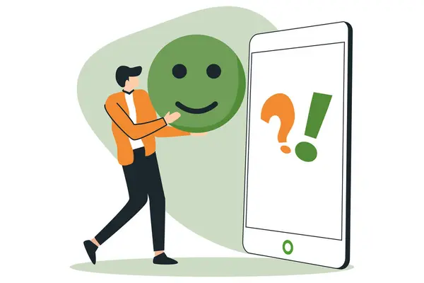 İş adamı akıllı telefona bakıyor..