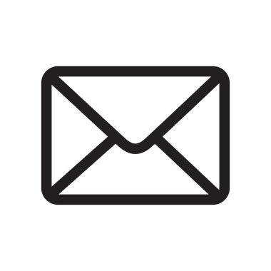 simge e- posta, ileti, gelen zarf düz biçim simgesi beyaz arkaplanda izole edildi