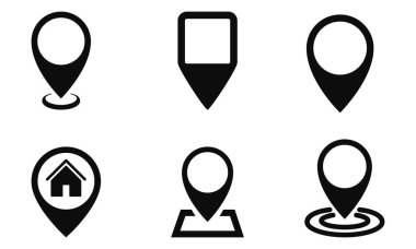 Beyaz arkaplanda konum simgesi ayarlandı. vektör