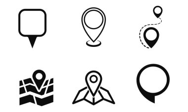 konum simgesi seti, harita nokta merkezi konum simgesi düz biçim