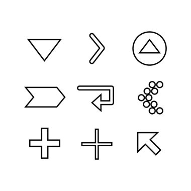 Simgeleri ayarla. Ok simgesi. Ok vektör koleksiyonu. Ok at. İmleç. Modern basit oklar. Vektör illüstrasyonu