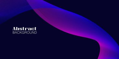 Pembe ve mor dalgalı çizgi deseni koyu mavi arkaplanda ve kopyalama alanı var. Modern teknoloji fütüristik neon renk konsepti. Soyut geniş pankart tasarımı.