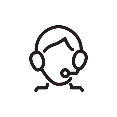 Kulaklık simgesi vektör illüstrasyonlu adam web ve mobil uygulama tasarımı için beyaz arkaplanda izole edildi.