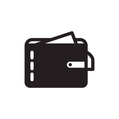 Dolar ikonlu cüzdan. düz biçim vektör simgesi.