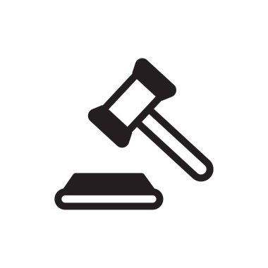 Yargıç Tokmak simgesi, vektör illüstrasyonu beyaz arkaplanda izole edildi