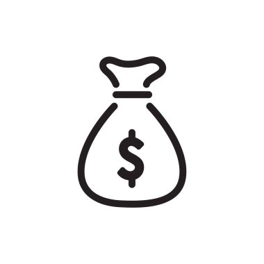 Sikke simgesi, vektör, illüstrasyon içeren para çantası