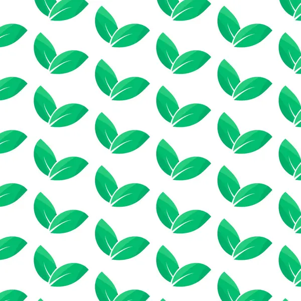 Yeşil yapraklı kusursuz desen. El çizimi vektör illüstrasyonu.