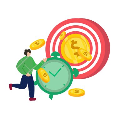 Parası ve saati olan adam vektör çizimi