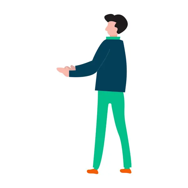 Sosyal medya vektör çizimi kullanan genç adam