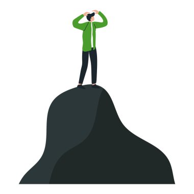 Dağ hedefi başarı konseptinde başarılı olan kişi