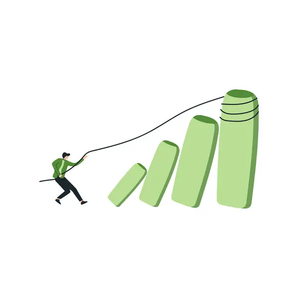 İpli ve oklu bir iş adamının vektör çizimi