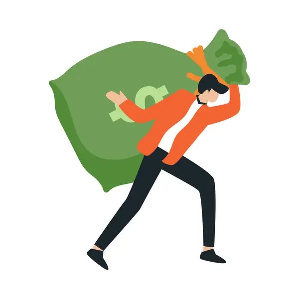 Para çantası vektör çizimi tasarımı taşıyan iş adamı