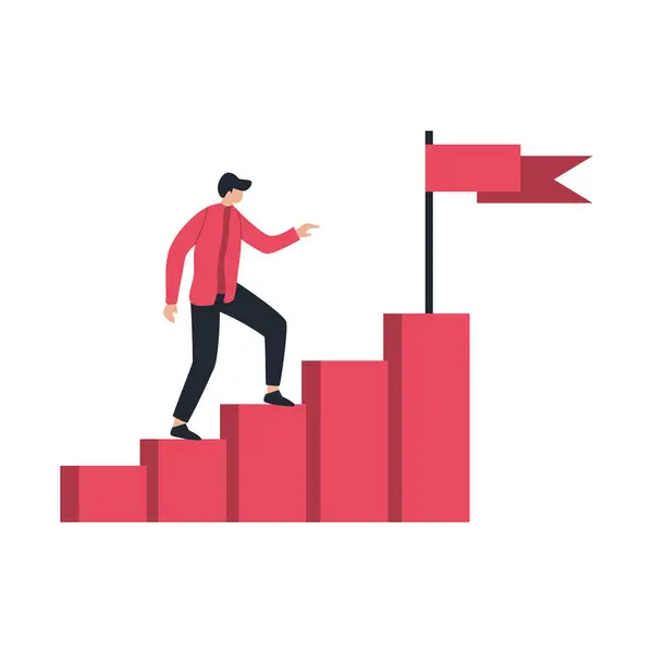 Grafik oklu iş adamı, hedef başarı gelişimi